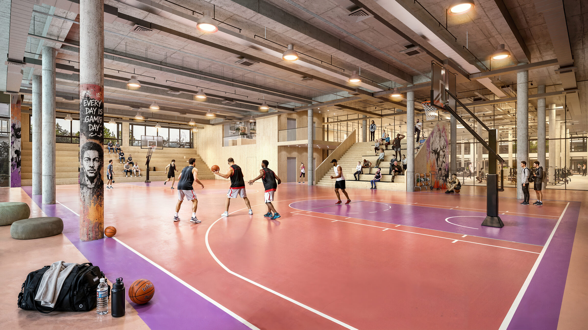 Sporthalle mit Basketballfeld im CAMPUS 151